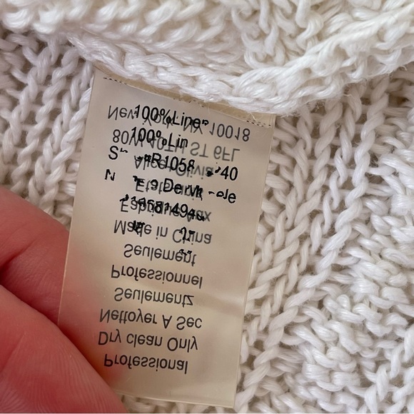 Alice + Olivia horizontal cable knit 100% linen high low sweater scoop neck SZ S - Picture 9 of 9